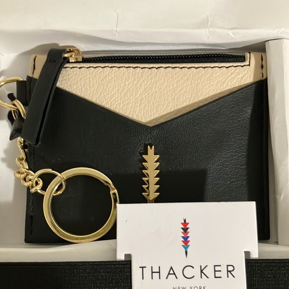 NWT NIB THACKER New York Card Wallet & card case key ring 2-pc gift set leather - Picture 2 of 8